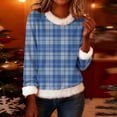 thumbnail image 2 of BUIGTTKLOP Christmas Sweatshirts for Women Fuzzy Fleece Trim V Neck Shirt Dressy Casual Graphic Print Tops, 2 of 6