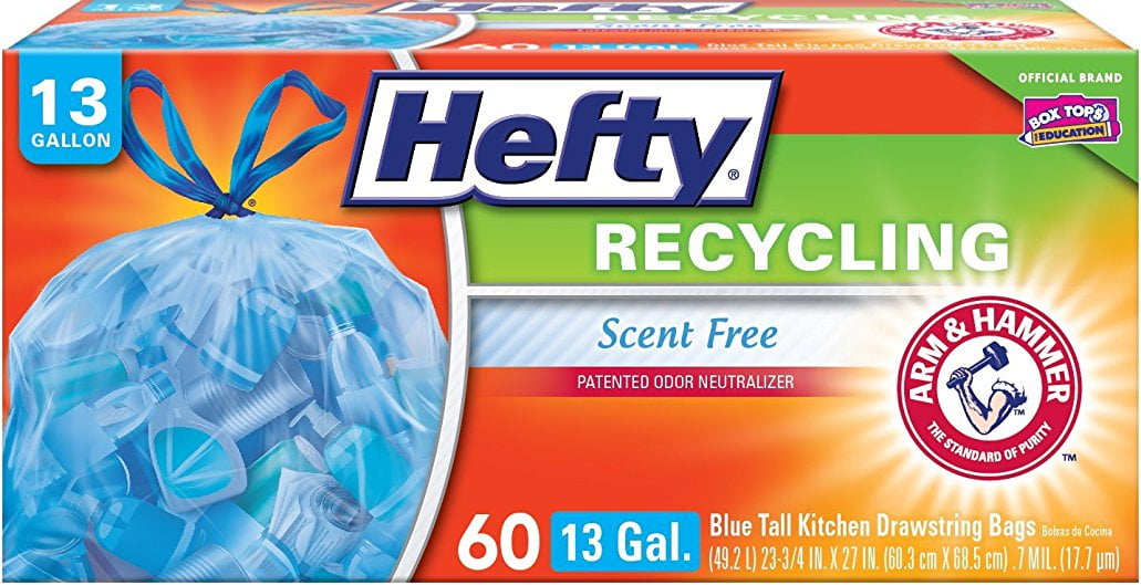 Hefty Recycling Trash Bags 60 Count 13 Gallon #. 0 1 - Clear 13 Gallon - 60 Count Clear 