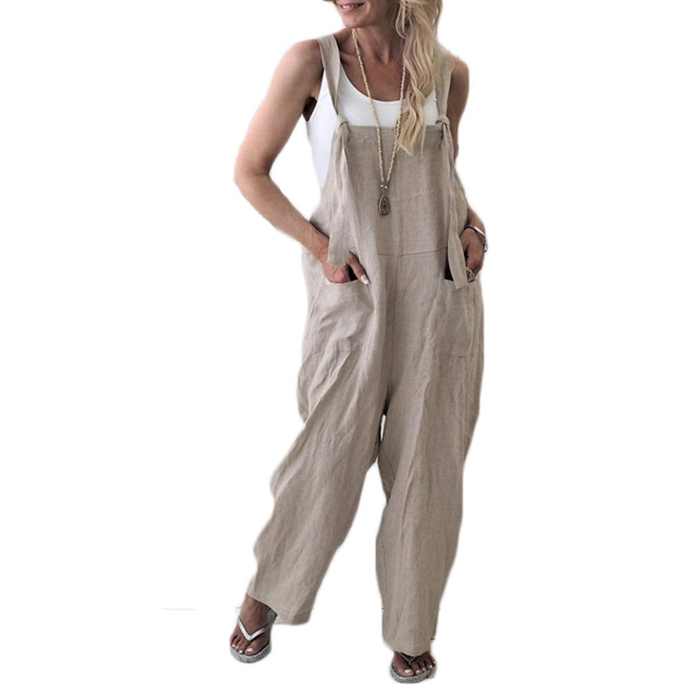 Womens Casual Sleeveless Baggy Linen 