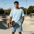 thumbnail image 6 of HKYNLAG Men's Baggy Sweat Shorts Cotton Fleece Athletic Shorts Casual Workout Gym Lounge Shorts for Mens with Pockets Blue 2XL, 6 of 8