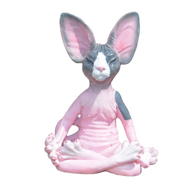 Figura clásica de gato de meditación, artesanía artesanal, resina para patio interior al aire libre JShteea El nuevo