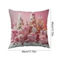 thumbnail image 3 of Horivan 1 Packs Pink Christmas Pillow Cover Santa Claus Printed Plush Cushion Case for Sofa Bed Decor Holiday Home Decoration Gift for Women, 3 of 6