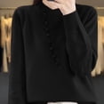 thumbnail image 4 of Black**Friday on Sale ChaoHeng Off The Shoulder Sweater Women's Solid Color Round Neck Button Detail Sweater,Fashion Casual Knit Top, 4 of 4