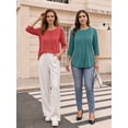 thumbnail image 4 of MOYIKO 3/4 Length Sleeve Womens Tops Crew Neck T Shirts Pleated Tunic Summer Blouses Dressy Casual, 4 of 7