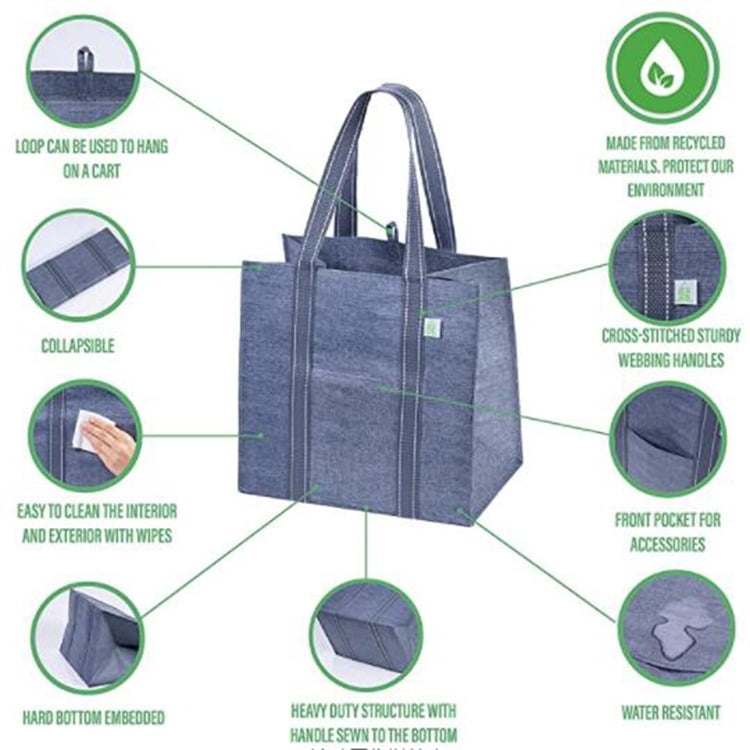 4 Pack Reusable Grocery Bag with Hard Sole Foldable Versatile Heavy Duty Handbag Daily Utility Bag Straight Durable 4 PCS Gray Walmart