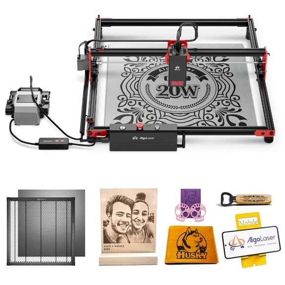 Algo DIY KIT 20W Engraver with Air Assist Pump and Honeycomb Panel, App Control 12000mm/min Speed, High Accuracy Engraving and Cutting Machine for DIY Wood and Metal