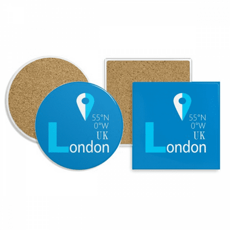 

London Geography Coordinates Trave Coaster Cup Mug Holder Absorbent Stone Cork Base Set