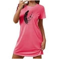 thumbnail image 2 of Womens Nightdress Soft Pleated Nighties Modal Short Sleeve Nightshirts Nightgown Sleepwear Hot Pink S, 2 of 7