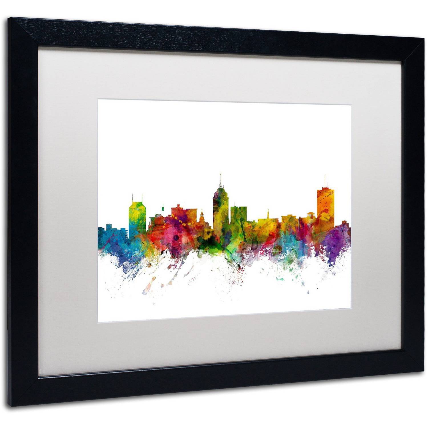 Trademark Fine Art 'Fresno California Skyline' Canvas Art by Michael Tompsett, White Matte, Black Frame