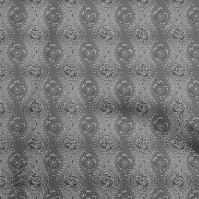 oneOone Cotton Silk Gray Fabric Leaves Craft Projects Decor Fabric Printed By The Yard 42 Inch Wide