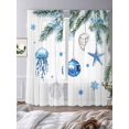 thumbnail image 3 of Christmas Ocean Sheer Curtains 96 inches Long 2 Panels Set Theme Blue Watercolor Christmas Balls Snowflake Tiers Sheers Rod Pocket Small Window Short Curtains for Kitchen Cafe, Each 52" W x 96" L, 3 of 7
