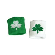 BlockBuster Costumes 2 St. Patrick's Day Green and White Irish Shamrock Wrist Bands