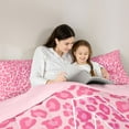 thumbnail image 4 of Homewish Kawaii Initial A Letter Bedding Comforter Set 7pcs, Pink Leopard Cheetah Print King Bedding Sets, Teens Kids Girls Women Reversible Bed Sheets, Lightweight Room Decor, 4 of 7
