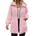 thumbnail image 2 of larppty Raincoats Women Rain Jacket Waterproof Lightweight With Hood Windbreaker Jacket Trench Coat (Pink, 5XL), 2 of 9