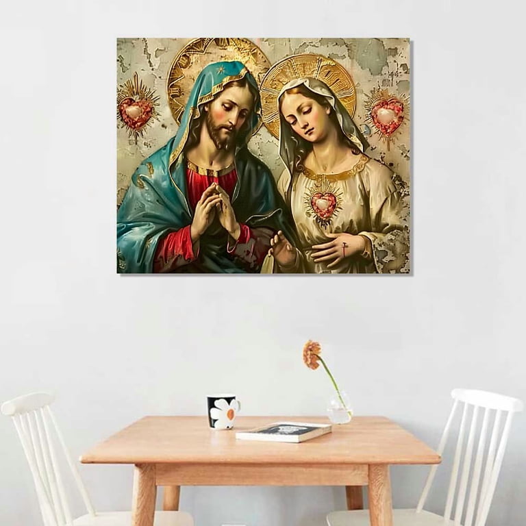 Jesus and Virgin Mary Wall Art Jesus Christ and Virgin Mary 
