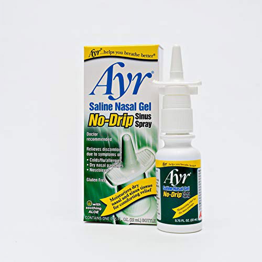 Ayr Saline Nasal Gel No-drip Sinus Spray With Soothing Aloe Vera, 0.75-Ounce Spray Bottles (Pack of 3)