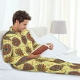 thumbnail image 4 of Mens Pajamas Set, Bohemia Button Down Long Sleeve Loungewear Sleepwear Pjs sets for Men, 4 of 5
