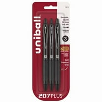 uniball 3pk 207 Plus  Gel Pen 0.7mm Medium Point Black Ink: Signo 207 Gel Pens, Stationery, Office Supplies