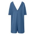 thumbnail image 5 of Laqbezok Women's Off-The-Shoulder Romper, Loose Casual Short Sleeve Jumpsuit, Summer One-Piece Playsuit with Pockets, 5 of 8