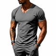 thumbnail image 5 of VgaVtl Summer Men's Tshirt Short Sleeve Muscle V-Neck Leisure Slim Tops for Men Solid Color Workout Quick Drying, 5 of 9