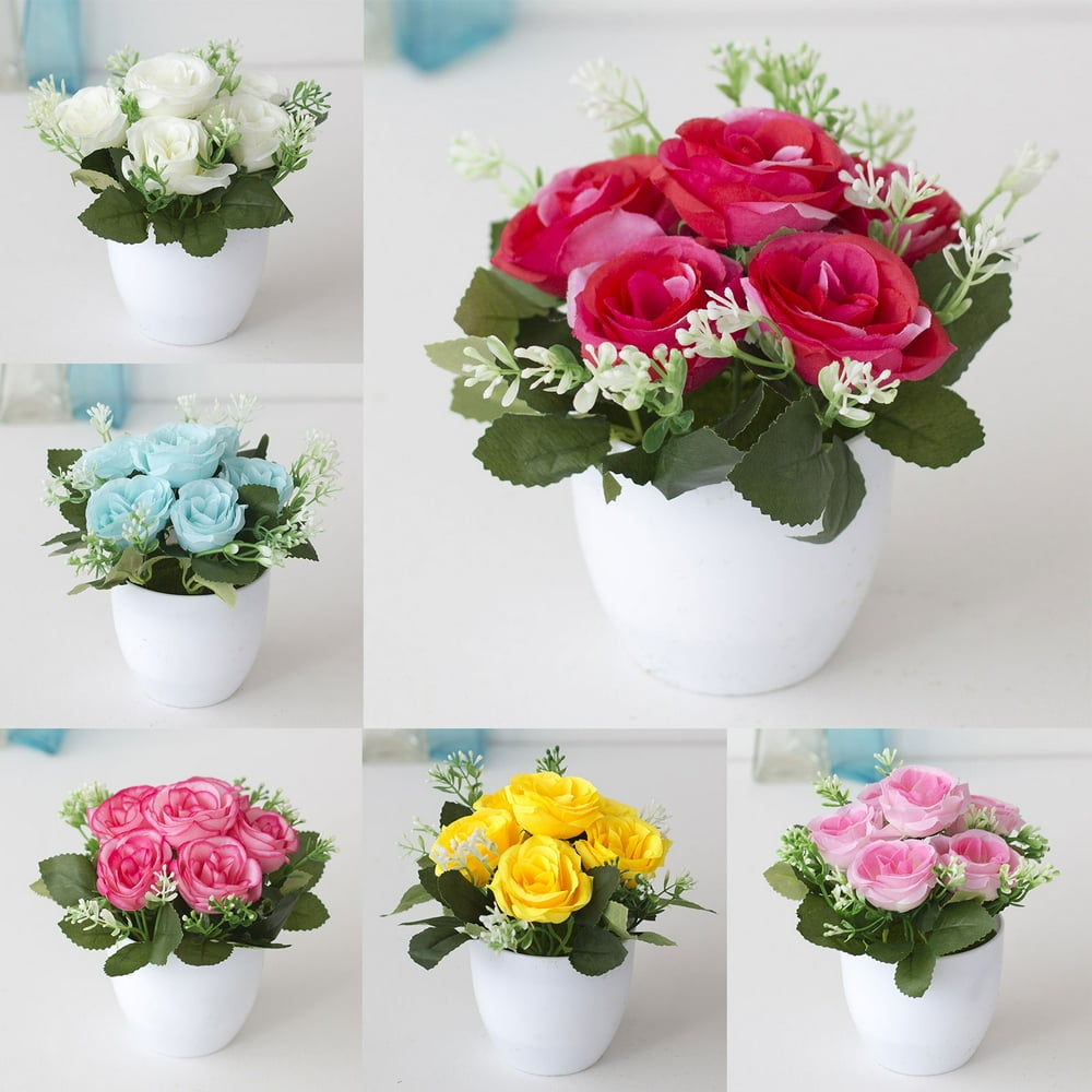 Windfall Artificial Flowers in Vase Decor Silk Rose Flower Arrangements