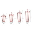 thumbnail image 4 of Sylvtty Leak-proof Iced Coffee Cup Reusable Straight Pipette Cup with Built-in Straws Double Wall Insulated Iced Coffee Tumbler Cartoon Drinking Cup, 4 of 6