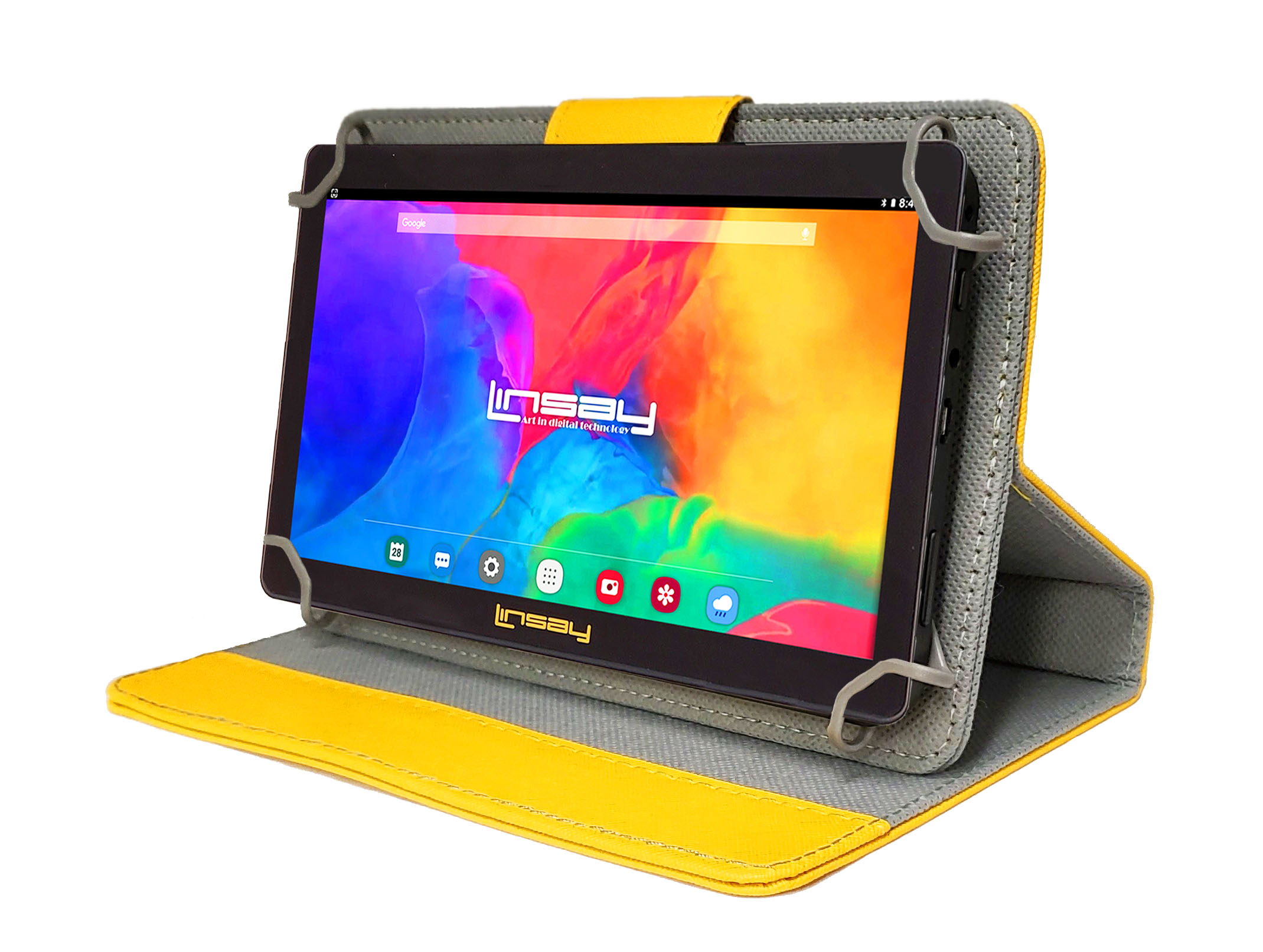 LINSAY 7" Quad Core 2GB RAM 32GB Storage Android 12 WiFi Tablet with case Yellow Leather Case - image 2 of 3