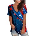 thumbnail image 2 of Qetyuw Independence Day Shirts for Women Summer Patriotic Red White and Blue Print Tshirts Tunic Short Sleeve Tees V Neck Blouses Tops Work Tops for Women, 2 of 5