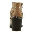 thumbnail image 4 of Soda Women Ankle Boots Side Zipper Back Chain Studded Booties Block Heel Pointy Toe ECOMM-S Beige Blond 9, 4 of 4