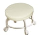 thumbnail image 3 of Silla con polea con asiento de cuero PU impermeable, taburete con ruedas, cojín cómodo, marrón claro, 3 of 9