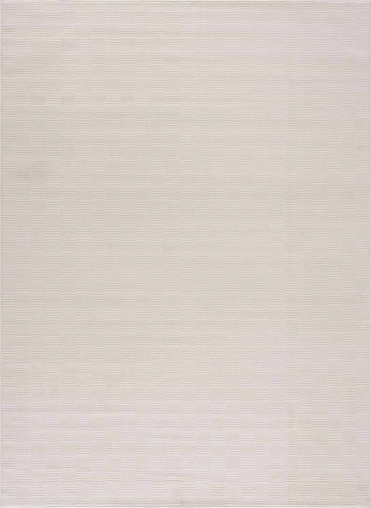 Hauteloom Kazuma Hallway, Kitchen Machine Washable Runner Rug - Square Piles, Checkered - White, Cream - 2'7" x 10'