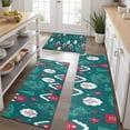 thumbnail image 2 of Dark Teal Christmas Village Pattern Kitchen Rugs Sets Of 3,Kitchen Runner Rugs Non Skid Washable,Decorative Kitchen Floor Mats for Kitchen,Sink,Laundry,17"x30"+ 17"x47" + 17"x59", 2 of 6