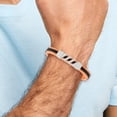 thumbnail image 4 of Chisel Stainless Steel Polished Black and Orange Rubber with Greek Key Design Bracelet - 8", 4 of 7