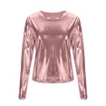 thumbnail image 5 of HongQid Metallic Shirts for Women's Sparkly Disco Party Shiny Tops Long Sleeve Round Neck Tee, 5 of 7