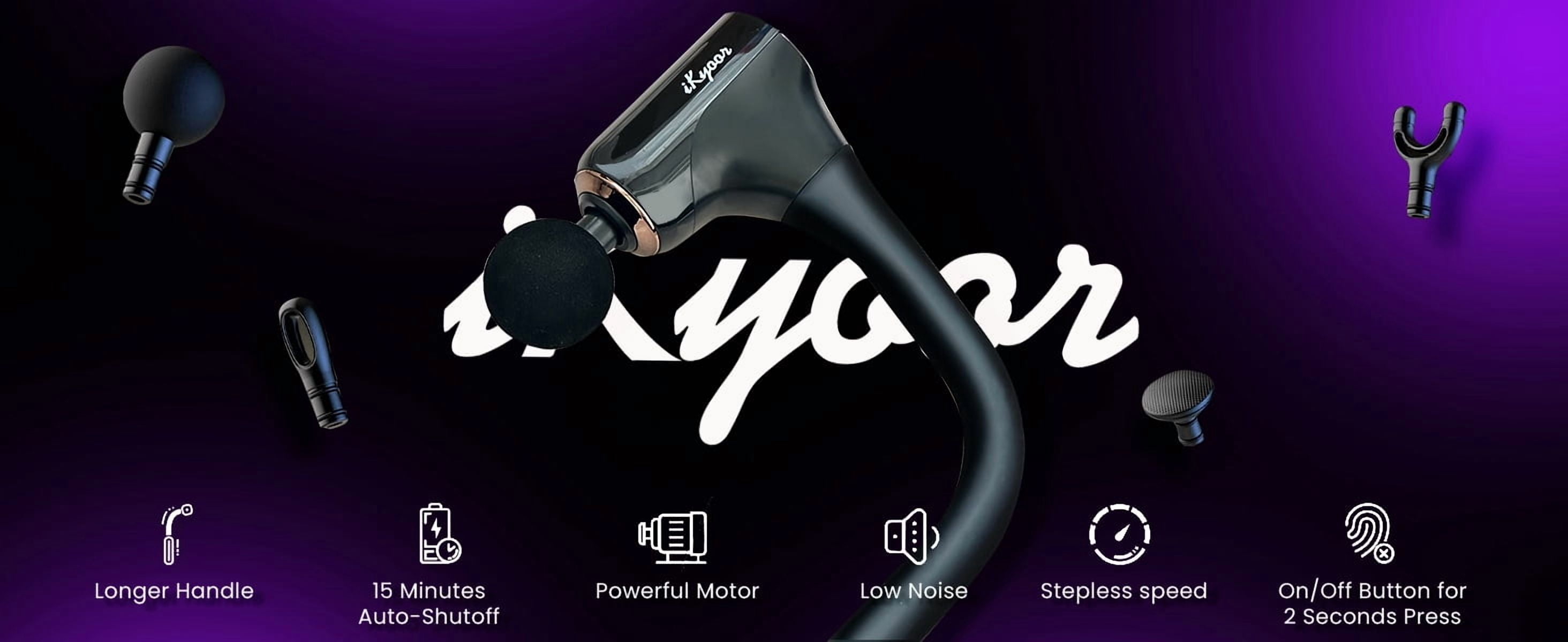iKyoor Massage Gun Brushless Exended Handle Deep Tissue Electric Massage Hammer