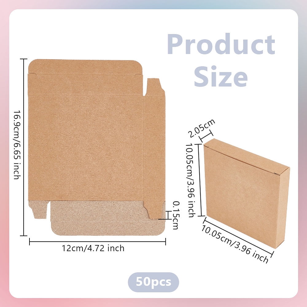 50pcs Kraft Paper Box Square 10.05x10.05x2.05cm