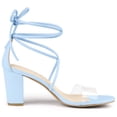 thumbnail image 6 of BLISSFUL STEP Women's Shoes Clear Strap Lace Up Open Toe Chunky Heel Dress Sandals Blue 7.5, 6 of 7