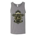 thumbnail image 2 of Wild Bobby, Brotherhood Biker Motorcycles Cross and Skull Pop Culture Mens Graphic Tank Top, Heather Grey, Large, 2 of 3