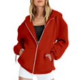 thumbnail image 2 of Niaviben Zip Up Hoodie Women Workout Jackets for Woman Sweatshirts for Women Winter Clothing for Women Fall Jacket Pocket Clothing Zipper Track Jacket Hooded Top Womens Winter Coats Orange M, 2 of 5