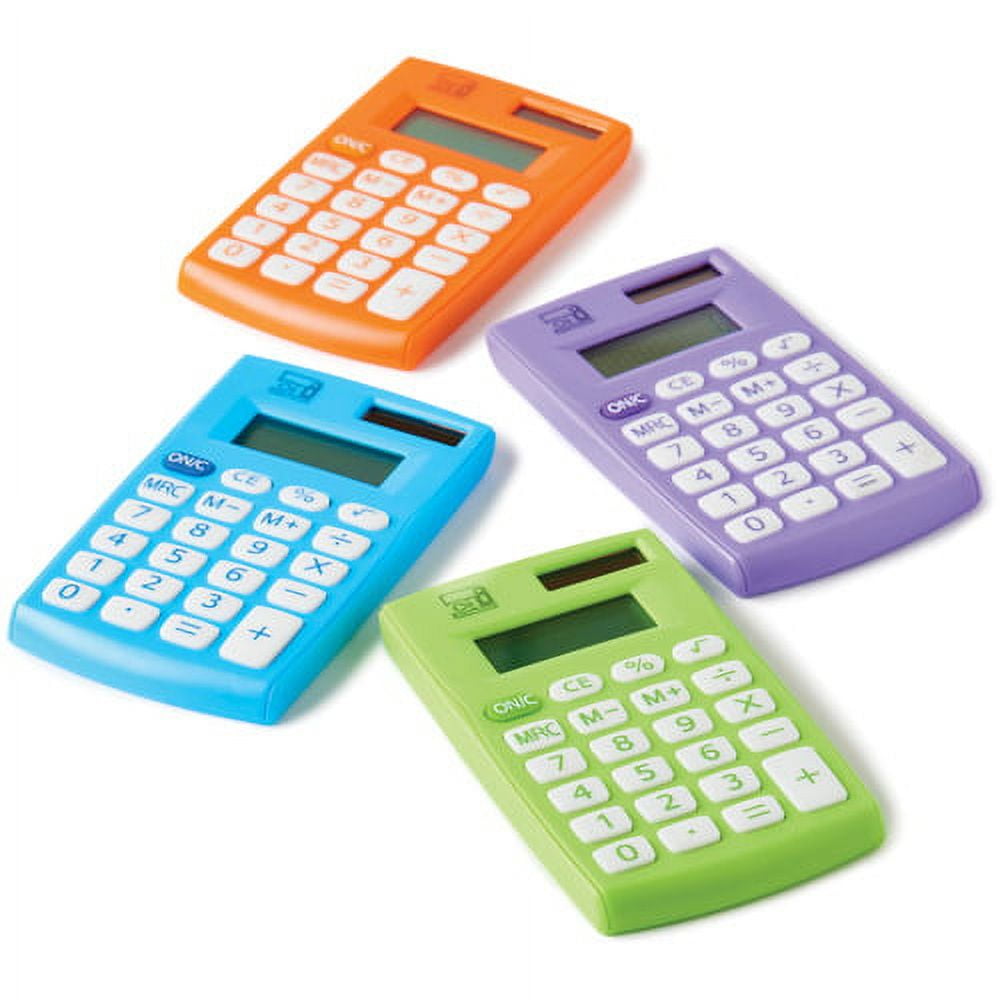 CLI 8-digit Hand Held Calculator Dual Power, Non-slip Rubber Key - 8 Digits - Battery Powered - Assorted - 12 / Display Box