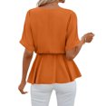 thumbnail image 3 of Women Summer V Neck Shirt Short Sleeve Tie Casual T Shirt Top, 3 of 4