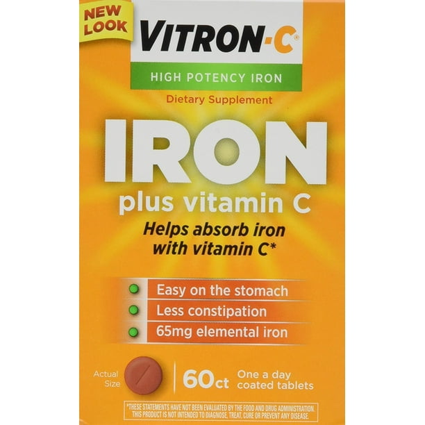 Vitron C High Potency Iron Supplement Tablets 60 Ct Pack Of 2 Walmart Com