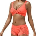 thumbnail image 2 of Neinkie Women Two Piece Swimsuit Athletic Bathing Suits for Women Ruffled Tummy Control High Waisted Swimsuits, 2 of 7