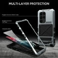 thumbnail image 3 of Dteck with Samsung Galaxy S23 Ultra Metal Case with Screen Protector,Built-in Kickstand Heavy Duty Rugged Military Cover Shockproof Dustproof Full Body Protector Case, Silver, 3 of 8
