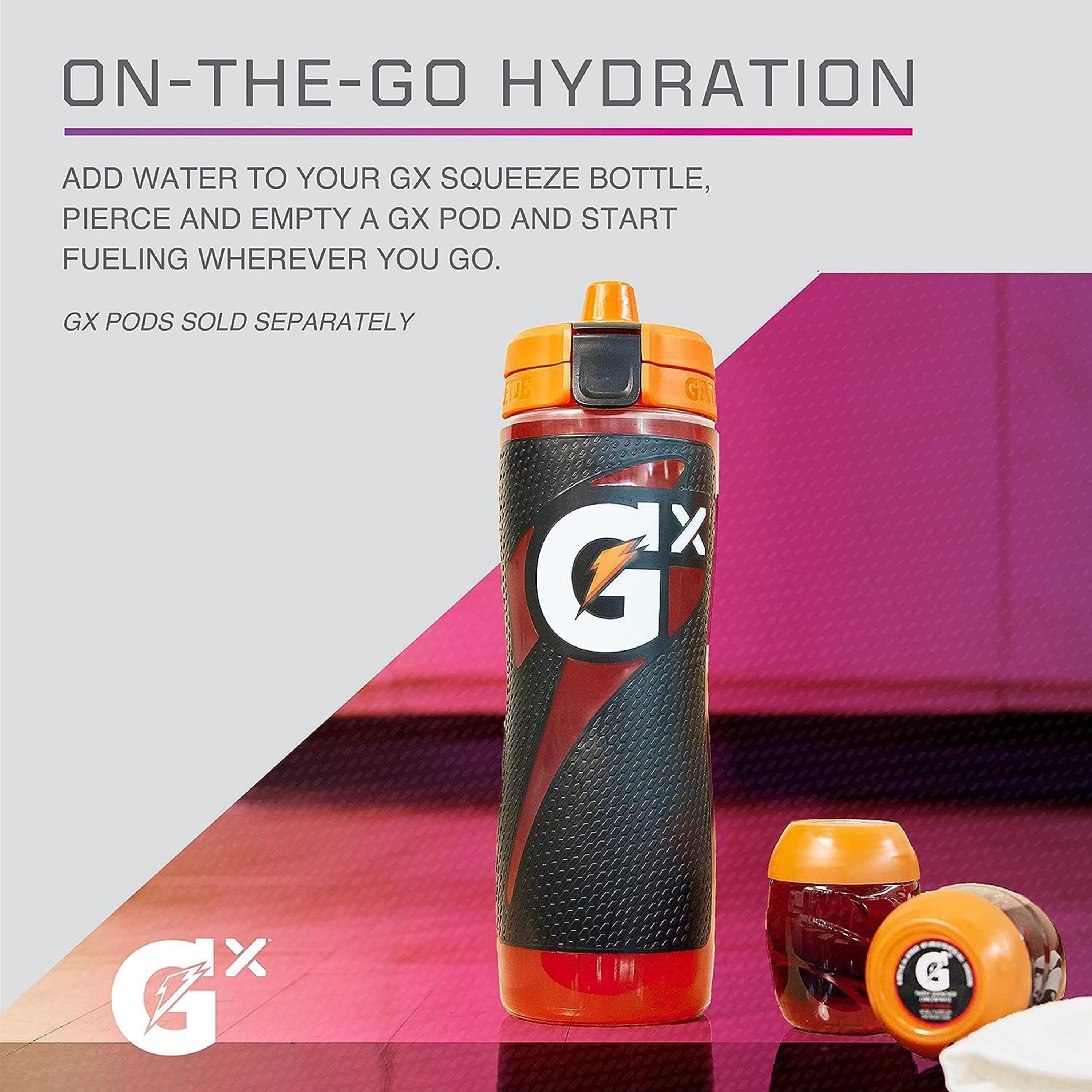 Gatorade Gx Baltimore Ravens NFL 30 fl oz Non Slip Squeeze Water Bottle, Gx Hydration System