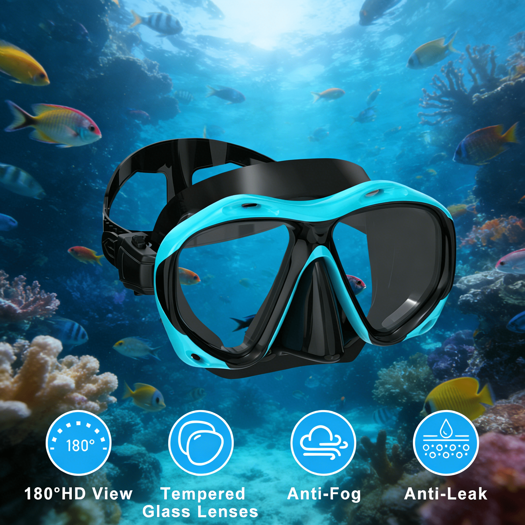 Snorkeling Gear for Adults Men Women, 3 in 1 Snorkel Set with Panoramic View Diving Mask, Dry Top Snorkel Fins for Swimming, Snorkeling and Travel Diving-Green（Small/Medium）