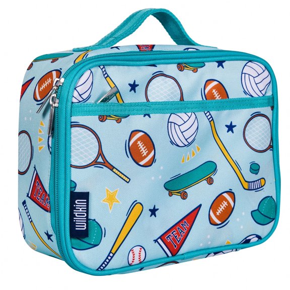 Wildkin Kids Insulated Lunch Box for Boy and Girls, BPA Free (Team Spirit Blue)