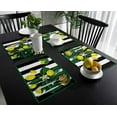 thumbnail image 3 of Placemats Set of 4 Washable,Yellow Lemon Summer Green Leaf Placemat for Dining Table Decorations, Heat-Proof Table Mats for Kitchen Dinner Banquet Black and White Stripe, 3 of 6