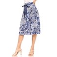 thumbnail image 4 of Women's Casual Floral A-line Printed High Waist Bow Tie Belted Knee Length Midi Skirt, 4 of 6