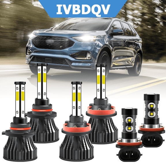 For Ford Edge 2007-2010 LED Headlights Combo 9005 High   H11 Low Beam   H11 Fog Light Bulbs Kit 6Pcs